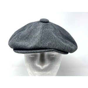 Stetson Mens Baker Boy Newsboy Flat Golf Hat Wool Blend Eight Panel Gray S/M Cap